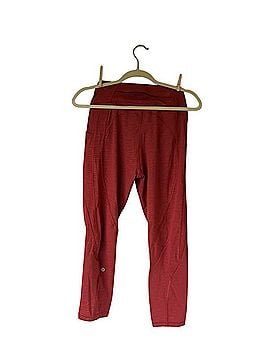Lululemon Athletica Brick Red Fold-Over Waist Leggings Leggings (view 2)