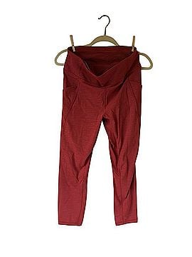 Lululemon Athletica Brick Red Fold-Over Waist Leggings Leggings (view 1)