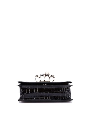 Alexander McQueen Jewelled Flap Satchel Crocodile Embossed Leather Medium (view 2)