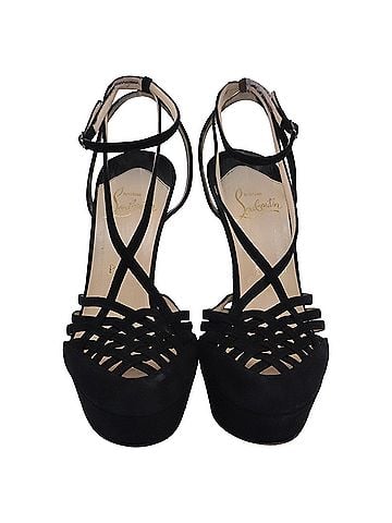 Christian Louboutin Christian Louboutin Criss-Cross Strap Platform Pumps in Black Suede (view 2)