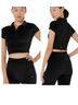 Alo Black Short Sleeve Button-Down Shirt Size XS - photo 1