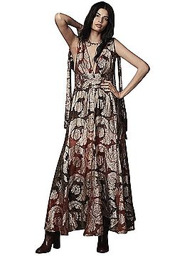 FARM Rio Sleeveless V-neck Jacquard Lurex A-Line maxi dress Casual Dress (view 1)