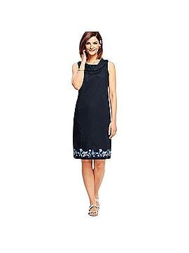 Talbots Embroidered Pleat Neck Shift Dress Casual Dress (view 1)
