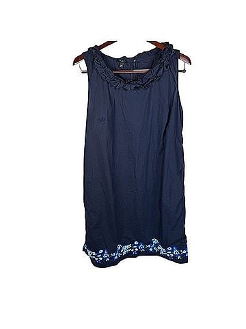 Talbots Embroidered Pleat Neck Shift Dress Casual Dress (view 2)