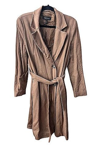 Escada Virgin Wool Belted Trench Coat Jacket (view 1)