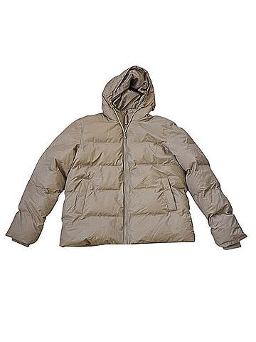 Rains Alta Hooded Puffer Beige Coat (view 1)
