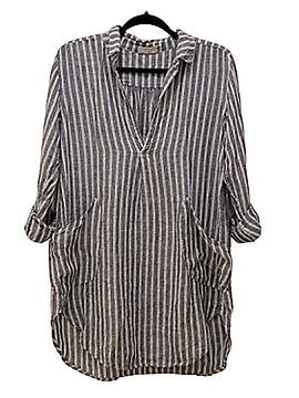 Free People Free People x CP Shades blue and white striped linen tunic shirt dress Casual Shirts (view 1)