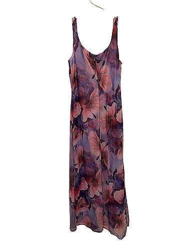 Privy Lavender Mesh Floral Sleeveless Maternity Midi Cocktail Dress (view 2)