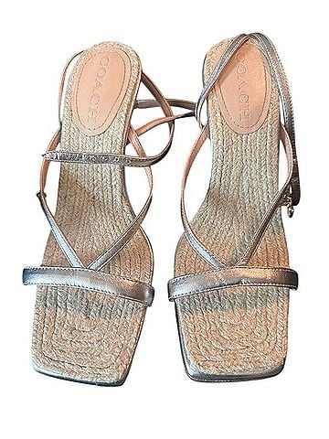 Coach Metallic Silver Espadrille Strappy Sandals Sandals (view 1)
