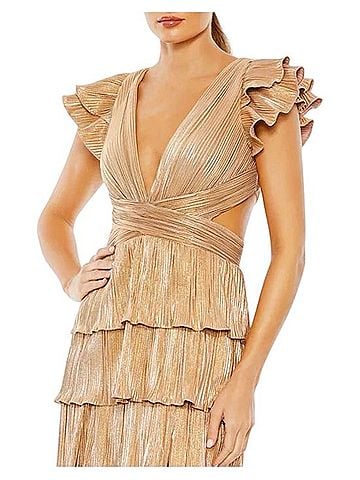 Mac Duggal Ruffle Tiered Criss Cross Lace Up Gown Cocktail Dress (view 2)