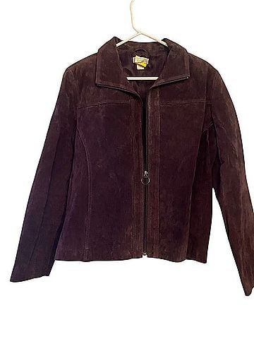 Christopher & Banks Deep Purple Suede Zip Jacket Jacket (view 1)