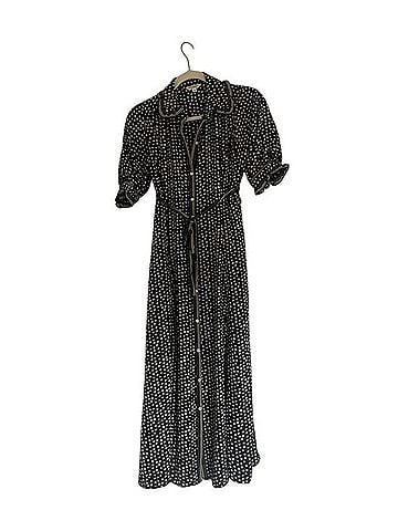 Max Studio Black Polka Dot Button-Front Maxi Dress Casual Dress (view 1)