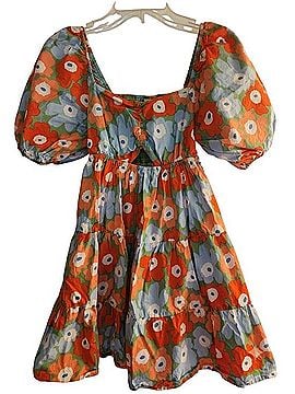 Altar'd State Floral Puff-Sleeve Mini Dress Casual Dress (view 2)