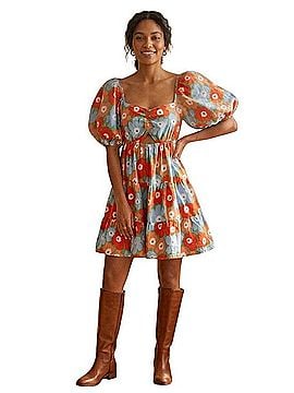 Altar'd State Floral Puff-Sleeve Mini Dress Casual Dress (view 1)