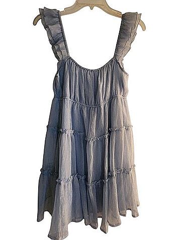 Le Lis Light Blue Ruffle Tiered Mini Dress Cocktail Dress (view 2)