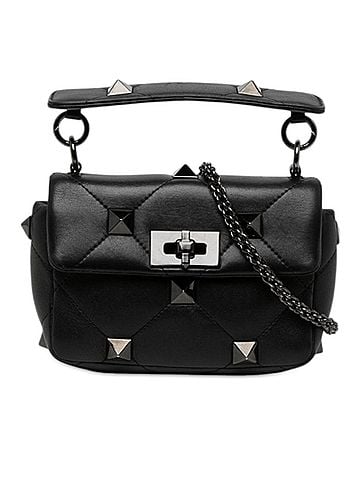 Valentino Small Nappa Monochrome Roman Stud Satchel (view 1)