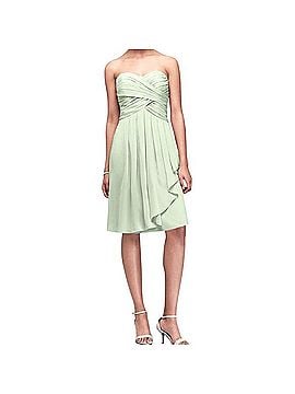 David's Bridal Meadow Green Strapless Chiffon Dress Cocktail Dress (view 1)