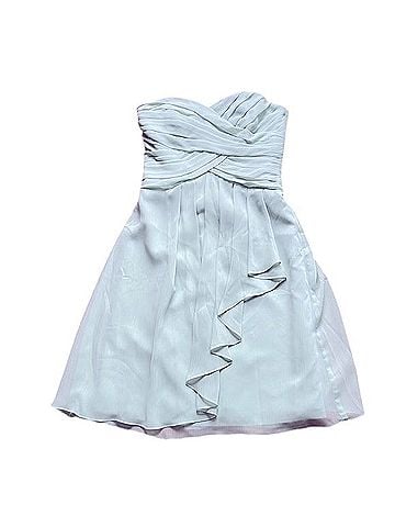 David's Bridal Meadow Green Strapless Chiffon Dress Cocktail Dress (view 2)