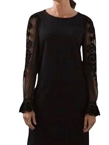 Chico's Velvet Applique Sheersleeve Dress Cocktail Dress (view 1)