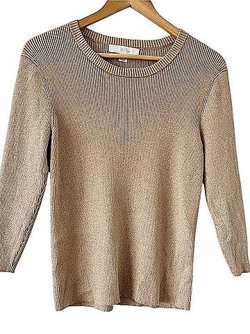 Lilly Pulitzer Gold Shimmer Ribbed Fitted 3/4 Sleeve Sweater Casual Sweaters (view 1)