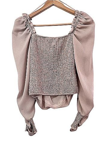 Astr Puff Sleeve Square Neck Top Long Sleeve Blouse (view 2)