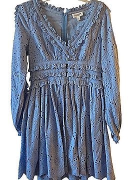 Allison Scalloped Eyelet Long-Sleeve Mini Dress Casual Dress (view 1)