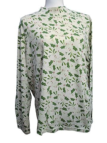 Blair Christmas Poinsettia Print Long Sleeve Blouse (view 1)