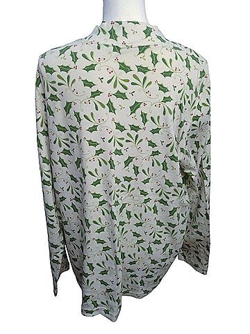 Blair Christmas Poinsettia Print Long Sleeve Blouse (view 2)