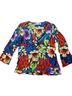 Chico's 100% Silk Floral Red Blue Green 3/4 Sleeve Silk Top Size M - photo 1