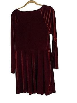 Old Navy Burgundy Velvet Long-Sleeve Fit And Flare Dress Cocktail Dress (view 2)