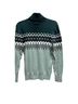 L.L.Bean Chevron-herringbone Fair Isle Green Black White Gray Orange Turtleneck Sweater Size M - photo 2