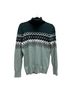 L.L.Bean Chevron-herringbone Fair Isle Green Black White Gray Orange Turtleneck Sweater Size M - photo 1