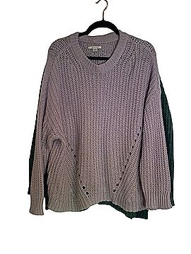 American Eagle Outfitters Lavender Open-Knit Crewneck Sweater Pullover Sweater (view 1)