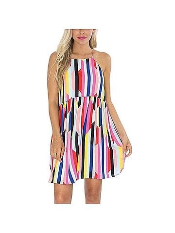 Crosby by Mollie Burch Rainbow Stripe Mini Dress Casual Dress (view 1)