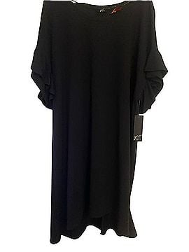 GNW Black Midi Shift Dress with Ruffle Sleeves Casual Dress (view 2)