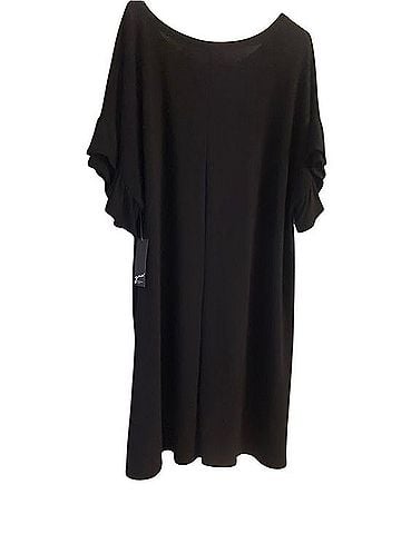 GNW Black Midi Shift Dress with Ruffle Sleeves Casual Dress (view 1)
