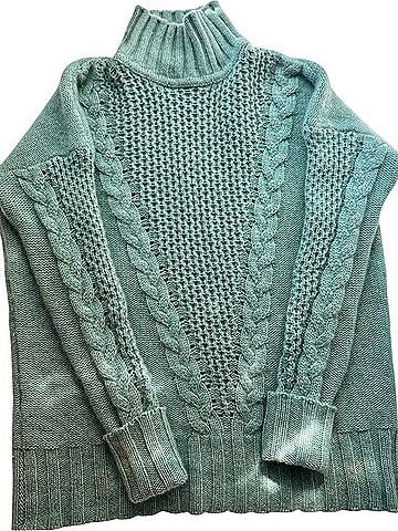 Autumn Cashmere Turtleneck Cable &amp; Waffle Knit Sweater Cashmere Pullover Sweater (view 2)