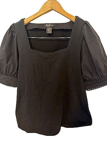 Bailey 44 Black Square Neck Puff Sleeve Top T-Shirt (view 1)