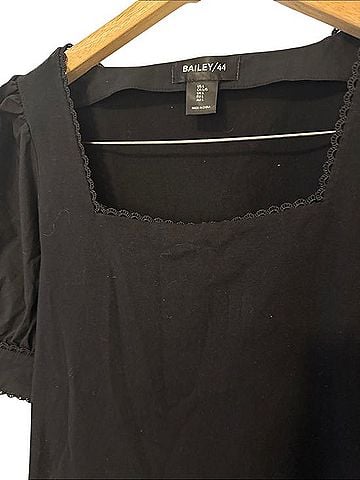 Bailey 44 Black Square Neck Puff Sleeve Top T-Shirt (view 2)