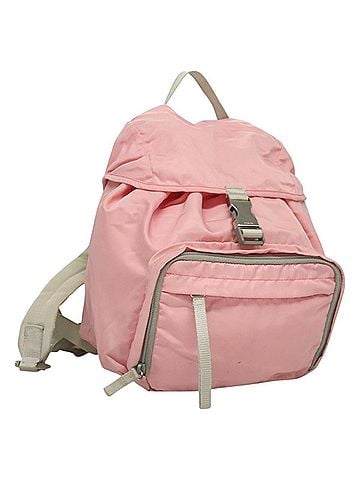 Prada Single Buckle Pocket Tessuto Pink Nylon Backpack Bag (view 1)