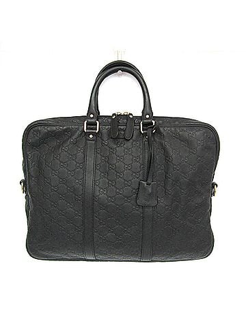 Gucci Convertible ssima Leather Black Leather Briefcase Bag (view 1)