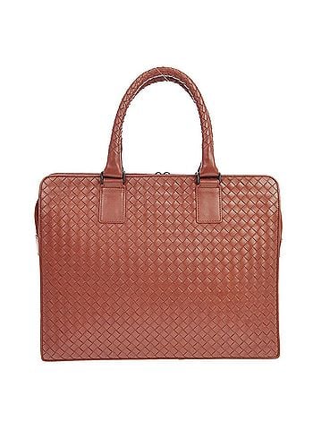 Bottega Veneta Soft Slim Intrecciato Nappa Brown Leather Briefcase Bag (view 1)
