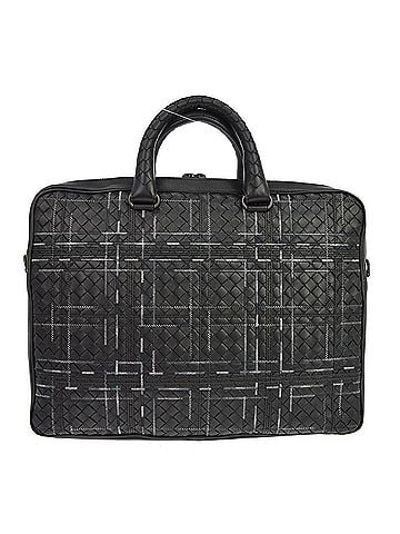 Bottega Veneta Soft Slim Intrecciato Nappa Black Leather Briefcase Bag (view 1)