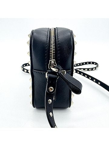 Valentino Garavani Rockstud Camera Leather Black Leather Crossbody Bag Bag (view 2)
