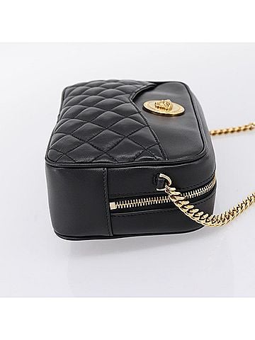 Versace Medusa Icon Front Slip Pocket Camera Quilted Leather Black Leather Handbag (view 2)
