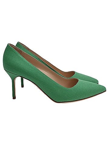 Manolo Blahnik Manolo Blahnik BB 70 Pumps in Green Linen (view 1)