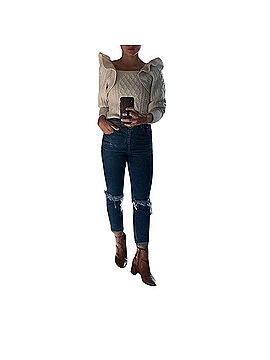 H&M ruffle flounced cable knit sweater Casual Sweaters (view 2)