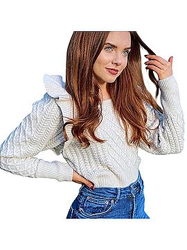 H&M ruffle flounced cable knit sweater Casual Sweaters (view 1)