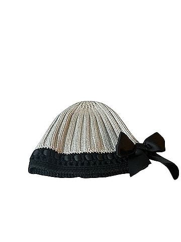 Milly Merino Wool Knit Satin Bow Beanie Winter Hat (view 1)