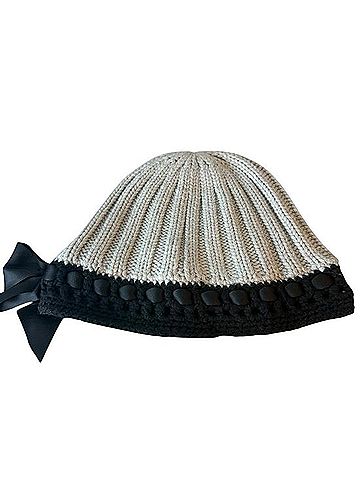 Milly Merino Wool Knit Satin Bow Beanie Winter Hat (view 2)